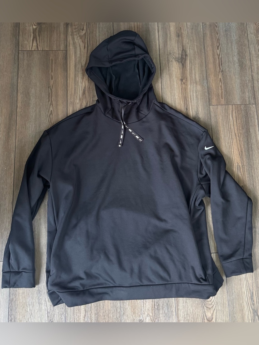 Nike Black Hooded Pullover with Swoosh dri fit